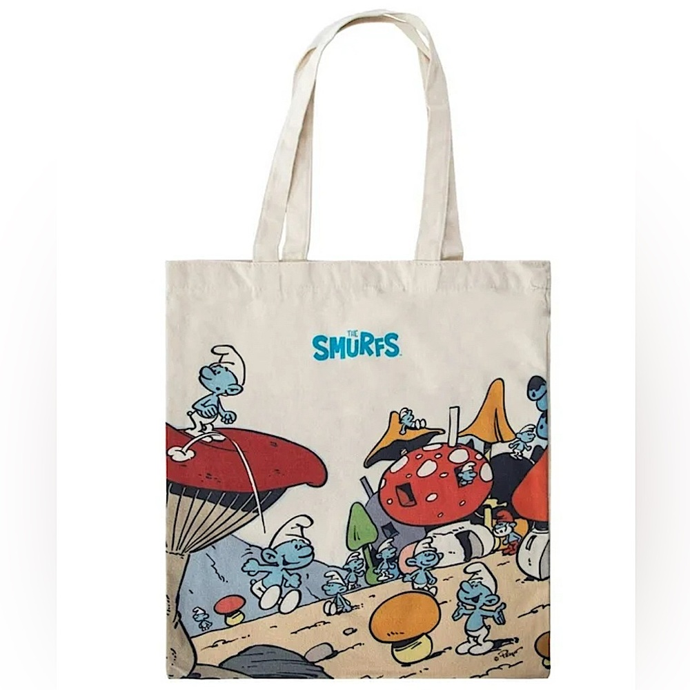 The Smurfs Canvas Tote Bag Retro 1980s Cartoons NWT